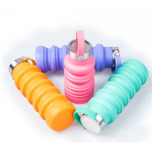 Collapsible silicone water foldable bottle for travel gym camping hiking