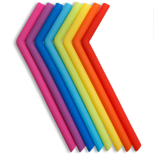 Reusable long flexible silicone drinking straws
