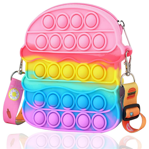 Pop it bag bracelet keychain shoulder bag sensory toys with adjustable strap