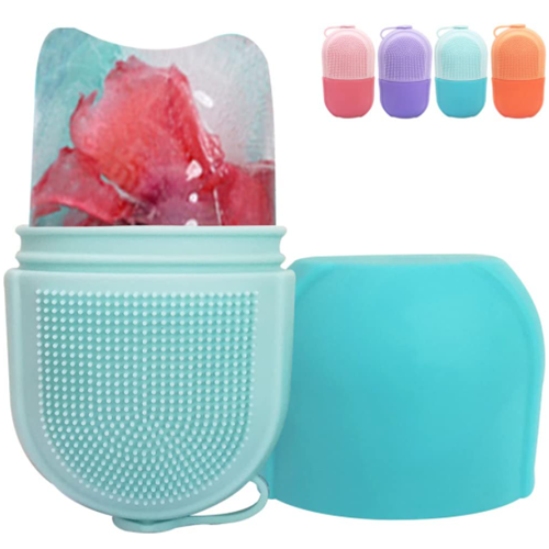 Silicone ice roller mold with brush for facial cold therapy massage
