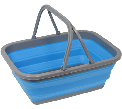 Collapsible silicone market shopping basket with handles