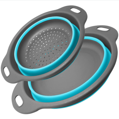 Collapsible silicone strainer dish basin