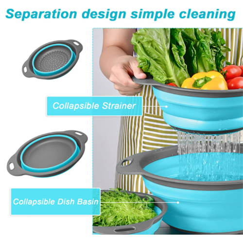 collapsible silicone strainer dish basin