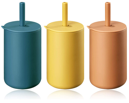 Mini baby silicone cups with straw lid sippy cup
