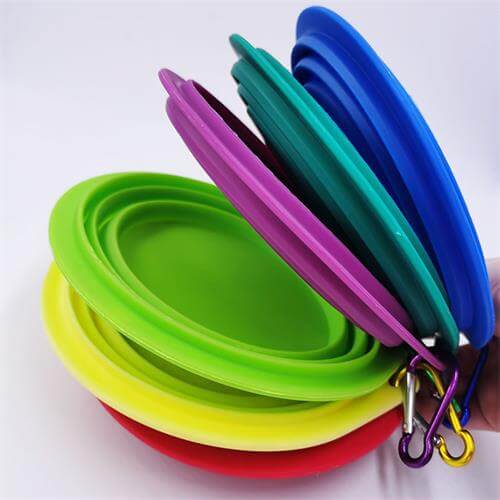 Collapsible silicone foldable portable dog bowl