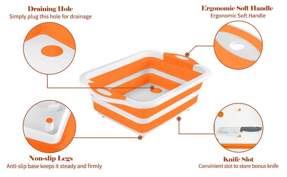 Collapsible functional silicone cutting board with colander(图1)