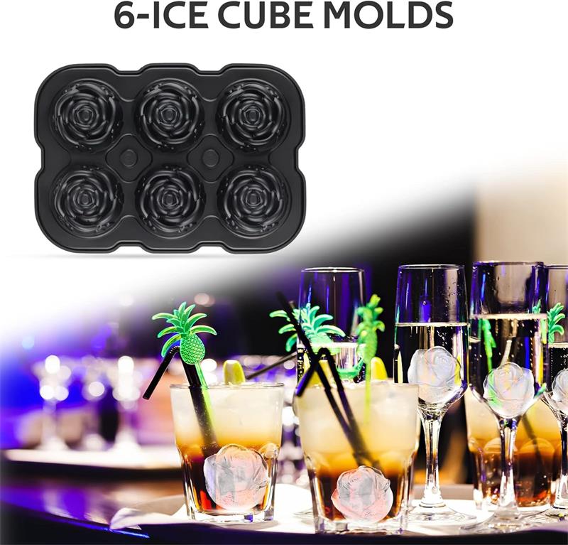 Silicone rose ice cube trays with covers(图1)