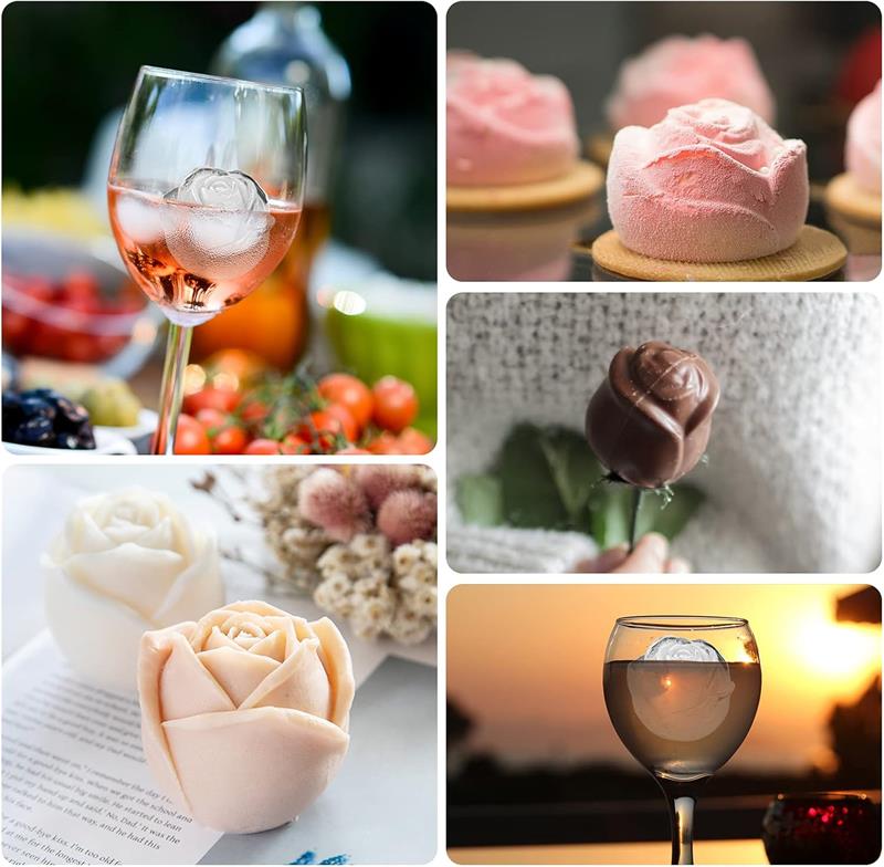 Silicone rose ice cube trays with covers(图2)