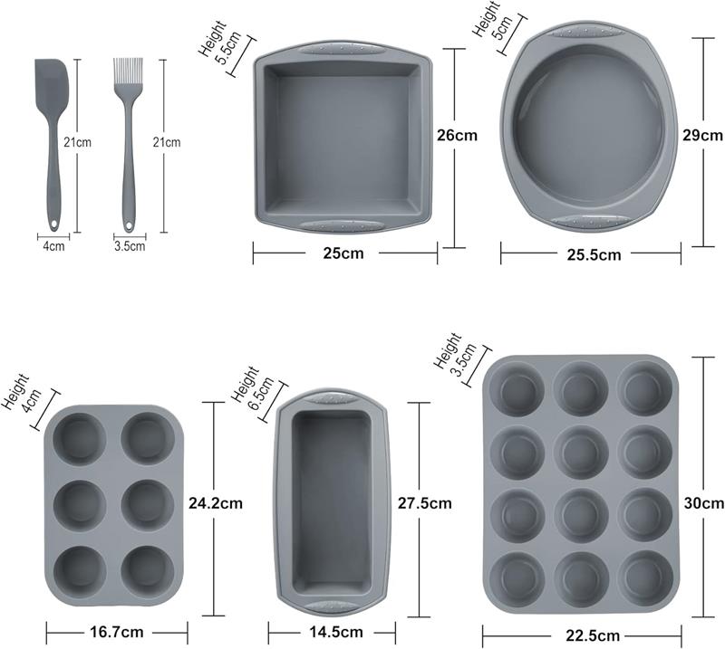 Nonstick silicone baking cake pan cookie sheet molds tray set(图1)