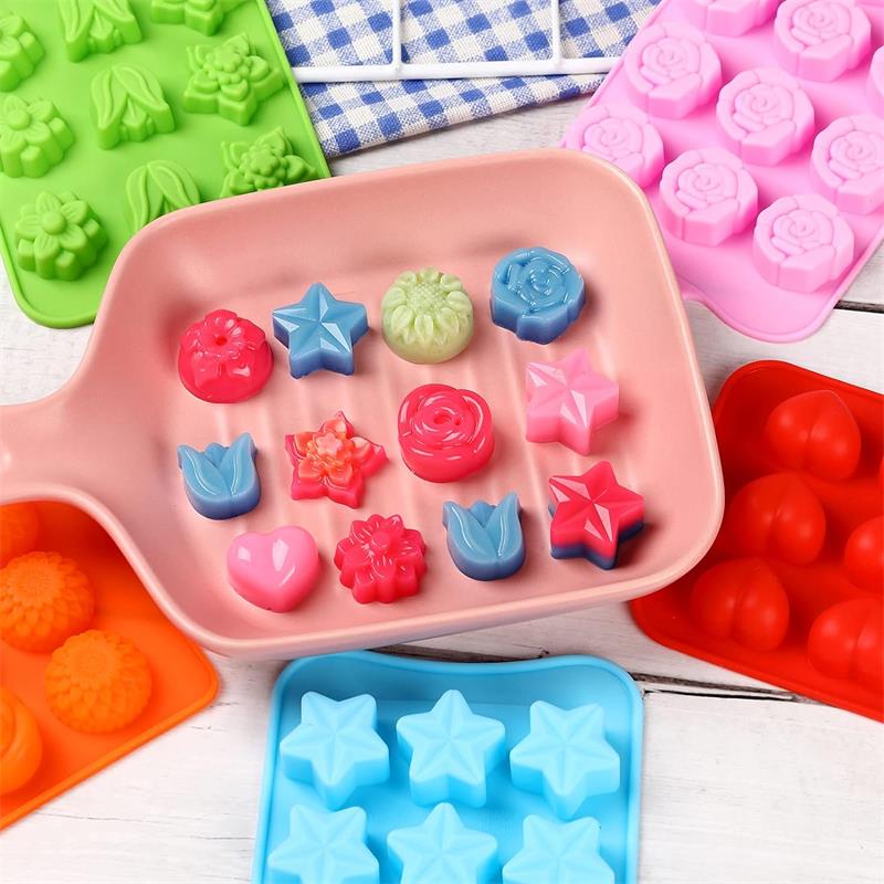 Flower shape chocolate candy silicone molds set(图1)