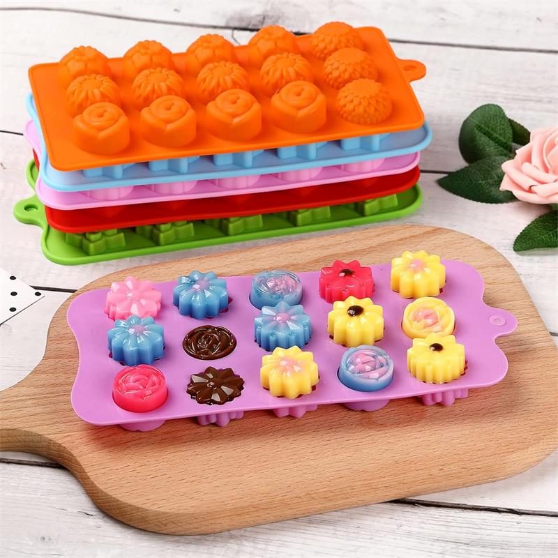 Flower shape chocolate candy silicone molds set(图3)